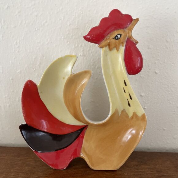 Vintage Holt Howard Ceramic Rooster Hen Spoon Rest Tea Bag Holder 1961 Japan - Picture 1 of 7